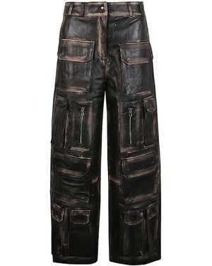 Fermas.club Leather Cargo Pants - Gray