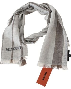 Missoni Striped Wool Neck Wrap Scarf - Gray
