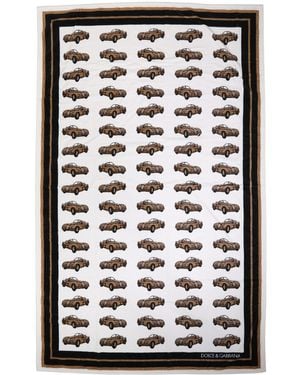 Dolce & Gabbana Towel Cotton Car Graphic Print 115Cm X 180Cm Beach - Black