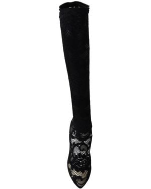 Dolce & Gabbana Taormina Lace Socks Boots Shoes Pumps - Black
