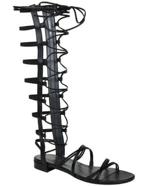 Stuart Weitzman Sparta Leather Gladiator Boots - Black