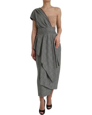 Dolce & Gabbana Layered One Shoulder Maxi Dress - Grey