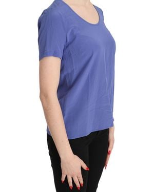 Patrizia Pepe Silk Short Sleeve Casual Top Blouse - Blue