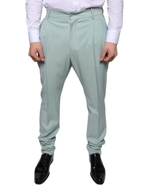Dolce & Gabbana Mint Cotton Dress Trousers - Blue