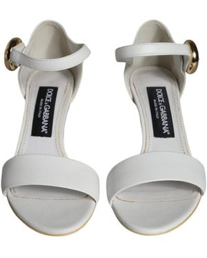 Dolce & Gabbana Leather Heels Keira Sandals Shoes Lamb - Grey