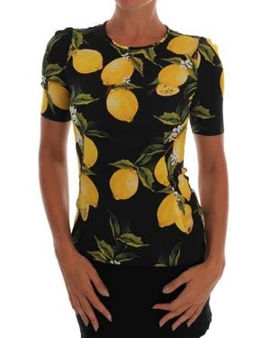 Dolce & Gabbana Lemon Silk Stretch T-Shirt - Black