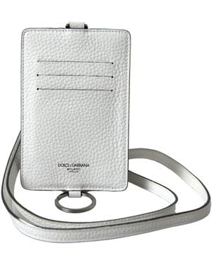 Dolce & Gabbana Leather Lanyard Logo Card Holder Wallet - Metallic
