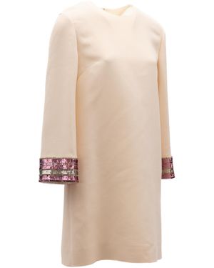 Valentino Garavani Dress With Multi-coloured Sequin Cuffs - Natural