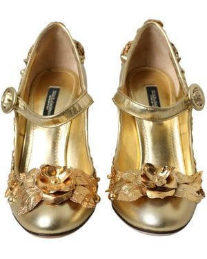 Dolce & Gabbana Leather Crystal Mary Janes Court Shoes Shoes - Metallic