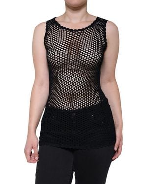 Dolce & Gabbana Black Mesh See Through Sleeveless Tank Top