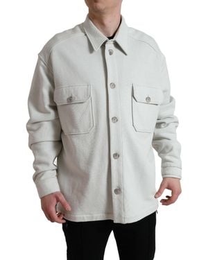 Dolce & Gabbana Cotton Button Down Collared Coat Jacket - Grey