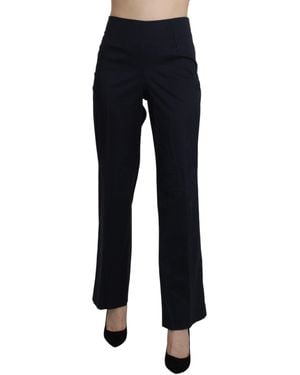 Bencivenga High Waist Straight Dress Trouser Pants - Black