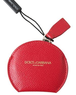 Dolce & Gabbana Calfskin Leather Hand Mirror Holder - Red