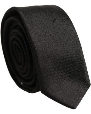 Dolce & Gabbana Satin Textured Adjustable Neckmen's Accessory Tie - Black