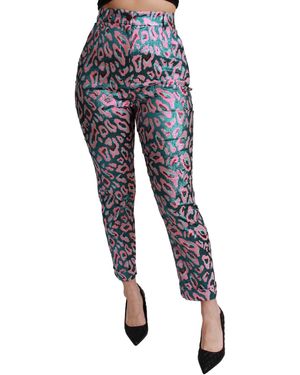 Dolce & Gabbana Dolce Gabbana Multicolour Patterned Cropped High Waist Trousers - Black