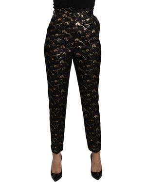 Dolce & Gabbana Black Gold Brocade High Waist Trousers