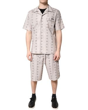 Dolce & Gabbana Floral Print Cotton Pyjama Set Sleepwear - Natural