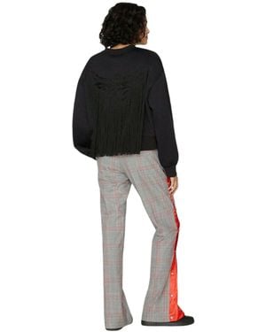 MCM Laurel Neoprene Pull Over Fringe Sweatshirt (s) - Black