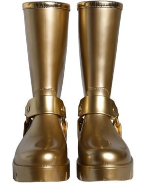 Dolce & Gabbana Metallic Rubber Pvc Rain Boots Shoes Pu Polyester