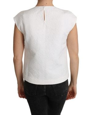 Dolce & Gabbana Floral Brocade Blouse Cotton Top - White