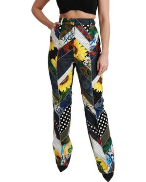 Dolce & Gabbana Print High Waist Straight Trousers - Multicolour