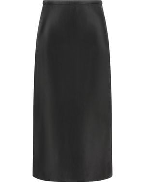 Co. Lamb Leather Midi Skirt - Black