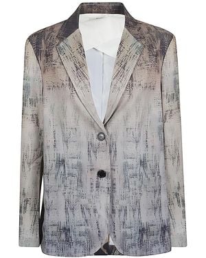 Sissiottostyle Printed Single-Breasted Blazer Jacket - Gray