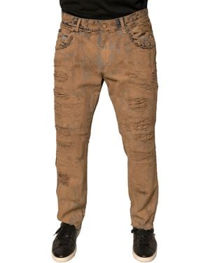 Dolce & Gabbana Distressed Jeans Ripped Denim - Natural