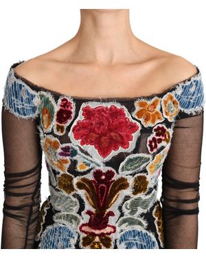 Dolce & Gabbana Floral Ricamo Top T-Shirt Blouse - Multicolour