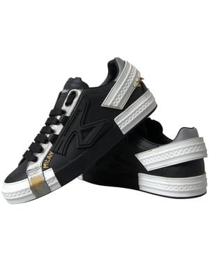Dolce & Gabbana Leather Low Top Trainers Portofino Shoes - Black