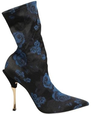 Dolce & Gabbana Floral Stretch Sock Boots Shoes - Blue