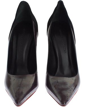 Cedric Charlier Leather Suede Heels Pumps Shoes - Black