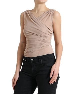 Dolce & Gabbana Draped Cowl Neck Sleeveless Top - Blue