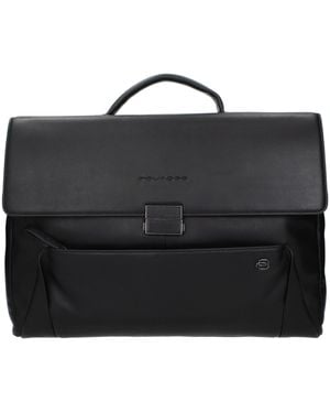 Piquadro Leather Business And Laptop Bag - Black