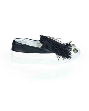 MR & MRS Black Leather Slip - Blue
