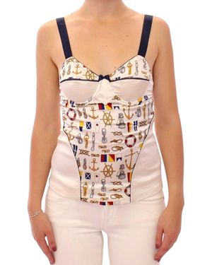 Dolce & Gabbana Dolce Gabbana Nautical Print Topsleeveless Top - Pink