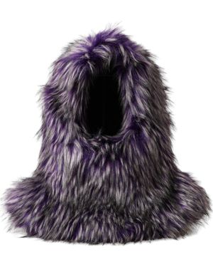 Dolce & Gabbana Faux Fur Whole Head Wrap Hat - Purple