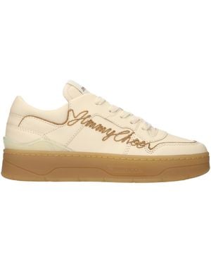 Jimmy Choo Leather Low Top Sneakers - Natural
