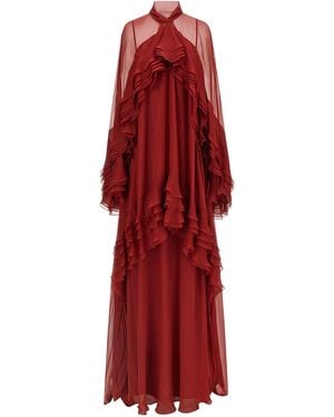 Alberta Ferretti Ruffle Dress - Red