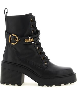 PINKO Cowhide Lace-Up Boots - Black