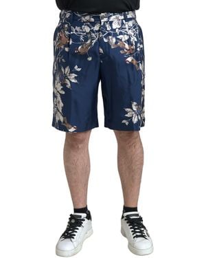 Dolce & Gabbana Floral Print Silk Bermuda Shorts - Blue