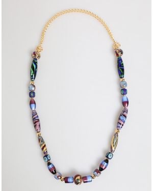 Dolce & Gabbana Murano Glass Beads Brass Chain Jewelry Necklace - Blue