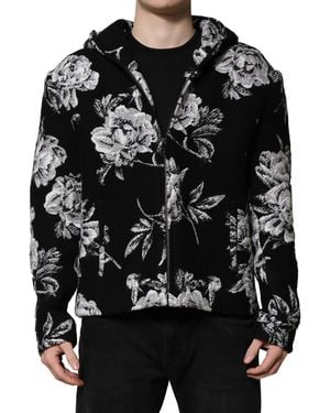 Dolce & Gabbana Floral Print Hooded Jacket - Black