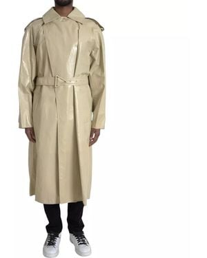 Bottega Veneta Lambskin Leather Trench Coat Jacket - Natural