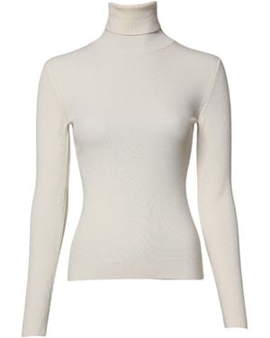 Dolce & Gabbana Long Sleeves Turtleneck Slim Jumper - White