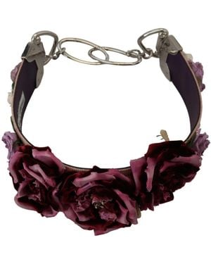 Dolce & Gabbana Floral Appliques Metal Shoulder Strap Leather Bag - Red