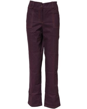 Bencivenga Contrast Stitch Casual Pants - Purple