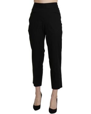 Bencivenga High Waist Straight Cropped Dress Pants - Black