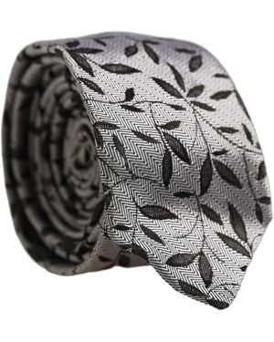Dolce & Gabbana Silk Leaf Pattern Adjustable 'Sd Neckmen's Tie - Gray