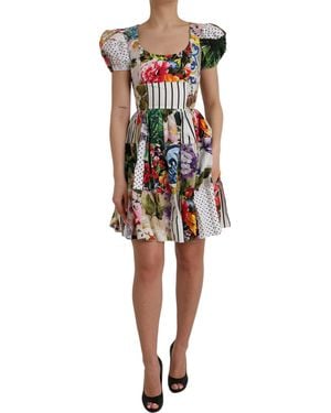 Dolce & Gabbana Patchwork Cotton Aline Mini Dress - Multicolour